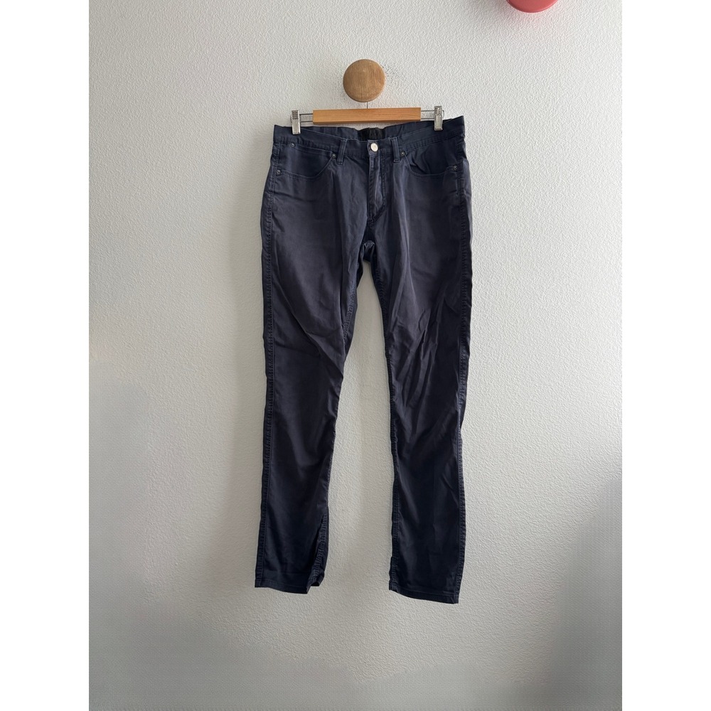 Acne Studios Max Satin Blue Slim Fit Pants Navy Mens 33/32 Stretch Cotton Chino